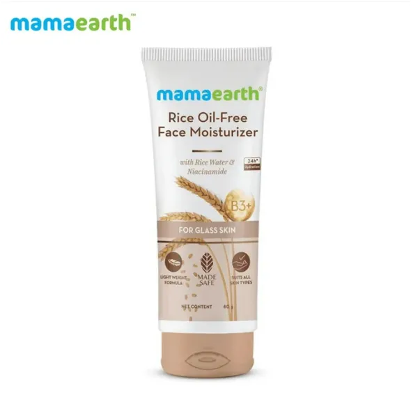 Mamaearth Rice Oil-Free Face Moisturizer for Oily Skin, With Rice Water & Niacinamide for Glass Skin - 80 g
